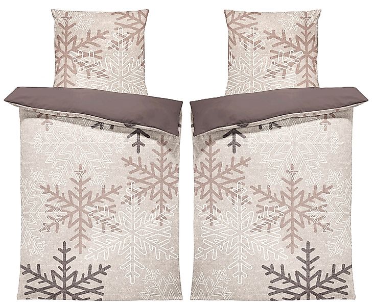 One Home Bettwäsche Winter Snowflakes, Biber, günstig online kaufen