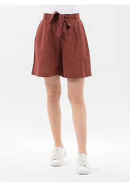 ORGANICATION Shorts Shorts aus Leinengemisch mit Bindegürtel in Hot Chocola günstig online kaufen
