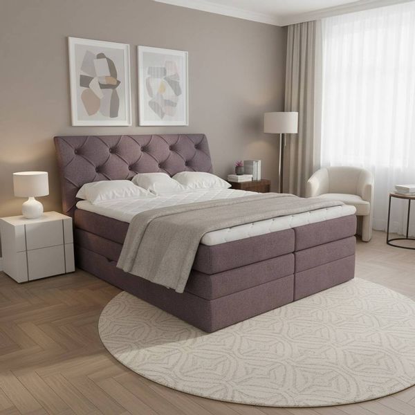 Boxspringbett Stauraumbett in Mauve mit Bettkasten günstig online kaufen