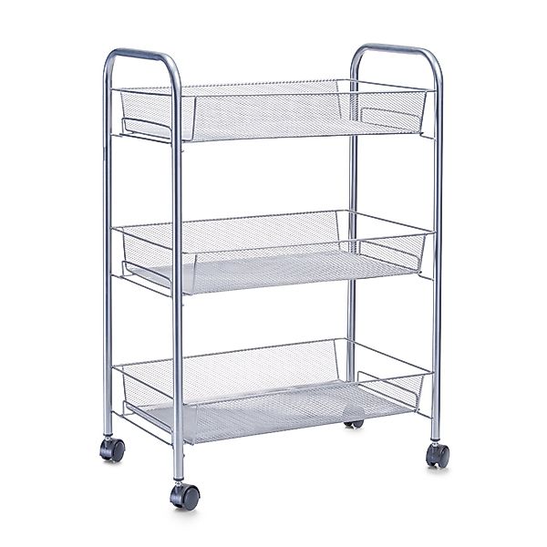 Zeller Rollwagen Mesh 62,5 cm x 26 cm x 44 cm Silber günstig online kaufen