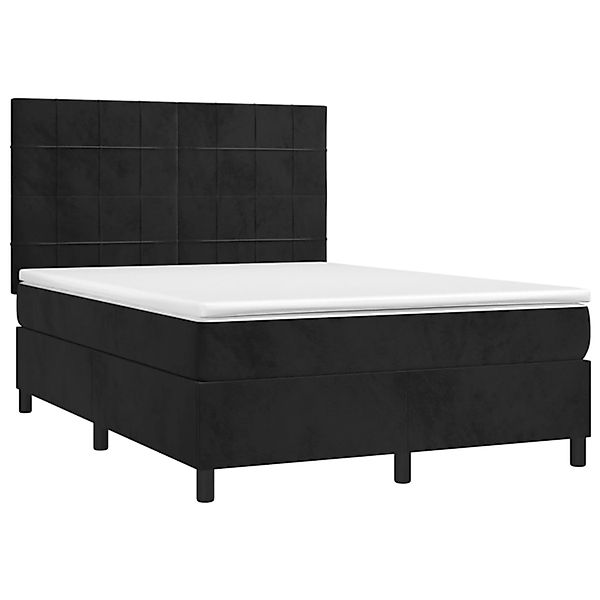 vidaXL Boxspringbett mit Matratze & LED Schwarz 140x190 cm Samt 3136121 günstig online kaufen