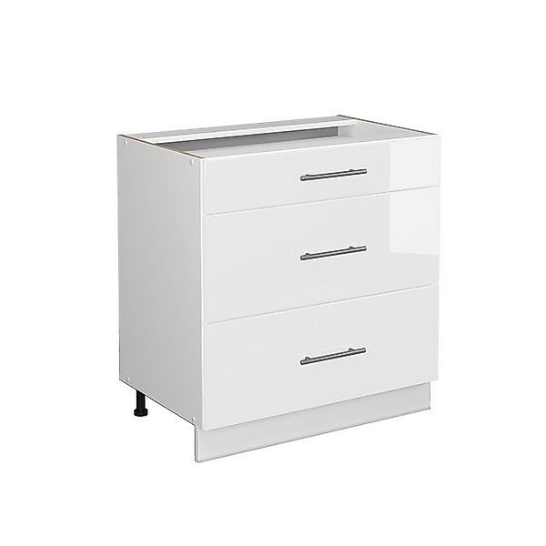 Vicco Badschrank Fame-Line Weiß Hochglanz/Weiß 80 x 82 cm mit 3 Schubladen günstig online kaufen