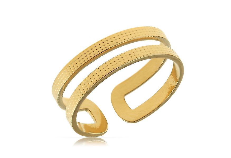 Made by Nami Fingerring Breiter Goldener Boho Edelstahl Ring Doppelsträngig günstig online kaufen
