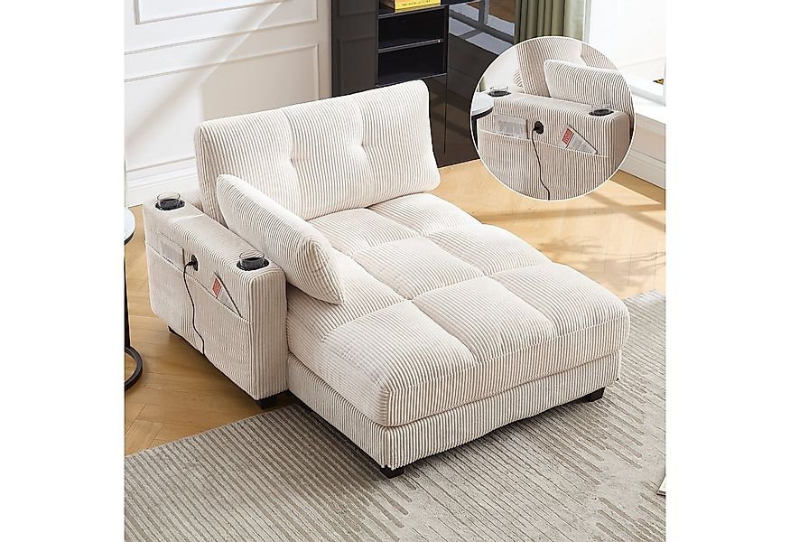 KLAM HOME Schlafsofa Ecksofa Palmensessel Relaxsofa Polstermöbel mit 2Beche günstig online kaufen
