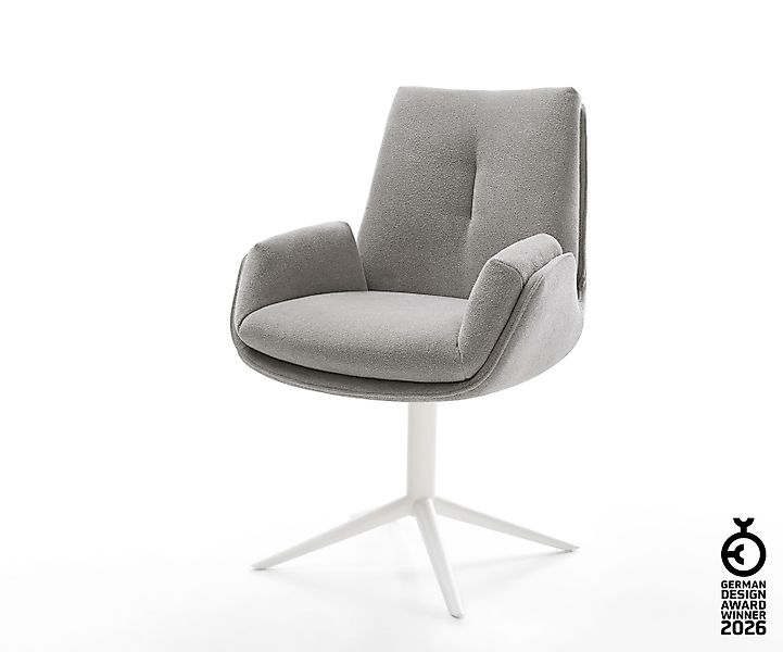 Drehstuhl Clea-Flex Strukturstoff Soft Grau Fußkreuz Weiß 360° drehbar Wipp günstig online kaufen
