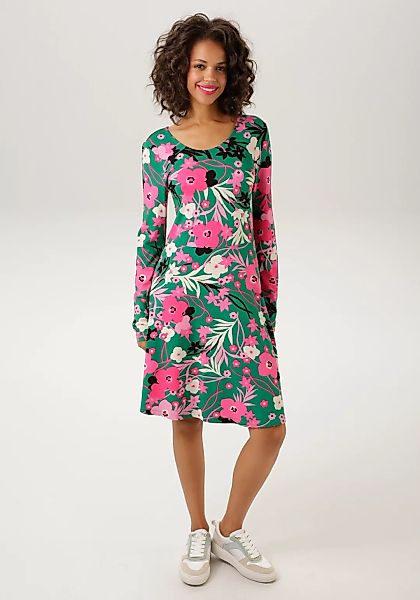 Aniston CASUAL Jerseykleid, mit trendfarbigen Blumendruck -jedes Teil ein U günstig online kaufen