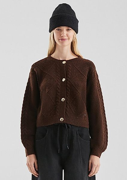 QS Cardigan Strickjacke Weiche Zopfstrickjacke mit auffälligen Knöpfen günstig online kaufen