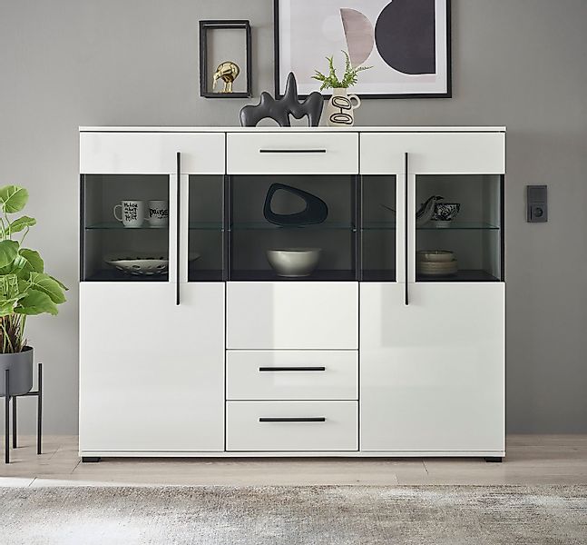 Home affaire Highboard Cantara, moderner Schrank, Vitrine in Eiche Dekor od günstig online kaufen