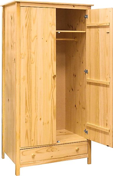 Möbilia Kleiderschrank mit sichtbarer Maserung und Kleiderstange günstig online kaufen