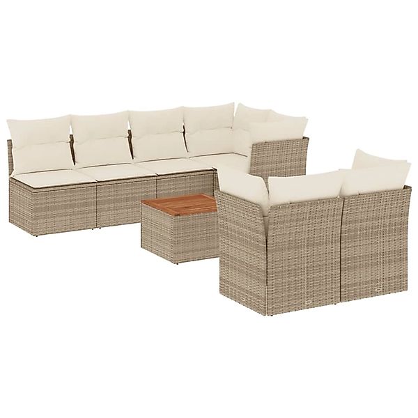vidaXL 8-Tlg Garten-Sofagarnitur mit Kissen Beige Poly Rattan 3255848 günstig online kaufen