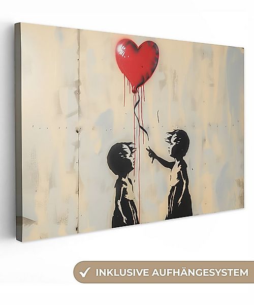 OneMillionCanvasses® Leinwandbild Straßenkunst - Banksy - Luftballon - Graf günstig online kaufen