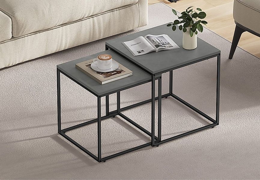 Home Collective Couchtisch 2er Set Beistelltisch Loft Design 2in1 Verschach günstig online kaufen