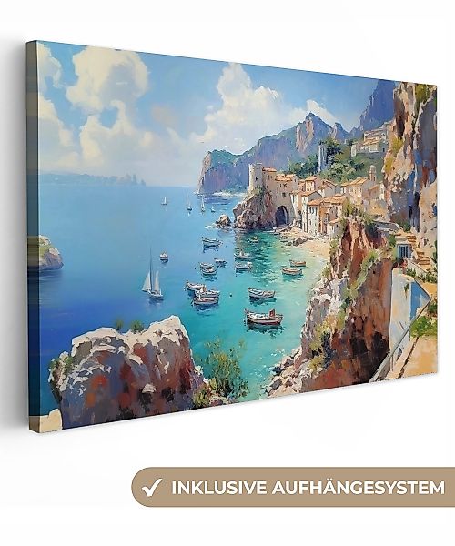 OneMillionCanvasses® Leinwandbild Küstendorf - Malerei - günstig online kaufen