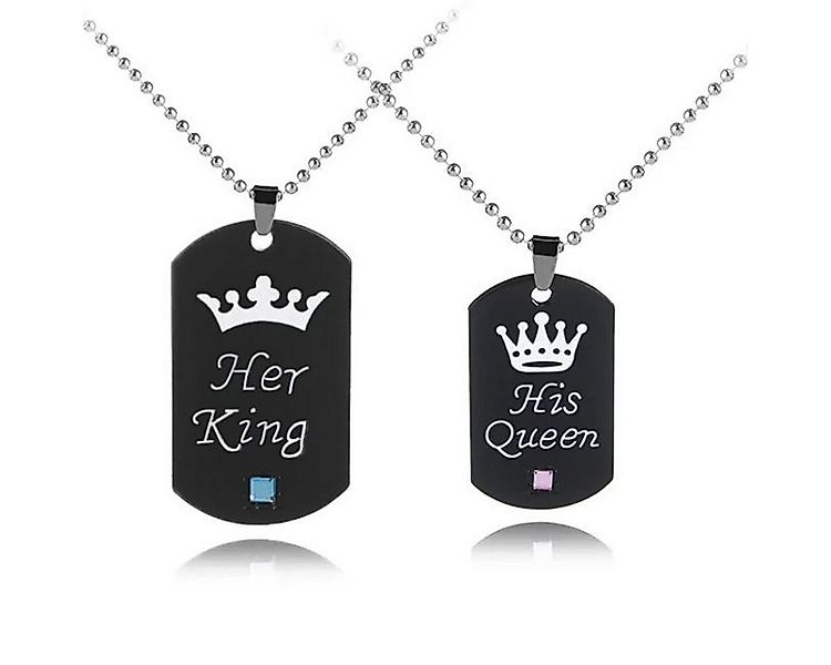KARMA Freundschaftskette Partnerketten Edelstahl schwarz His Queen Her King günstig online kaufen