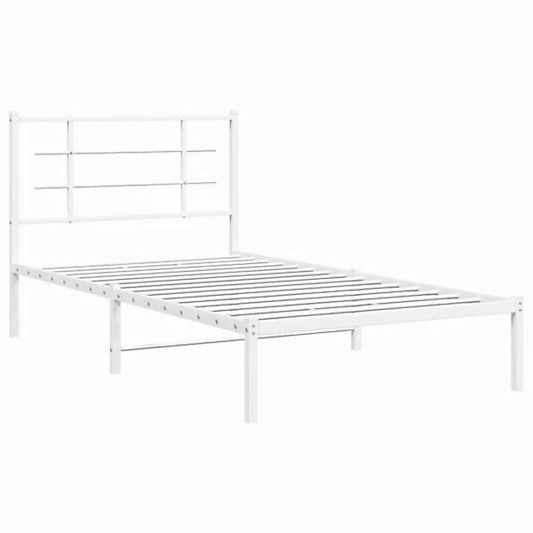 vidaXL Bett Bettgestell mit Kopfteil Metall Weiß 100x190 cm günstig online kaufen