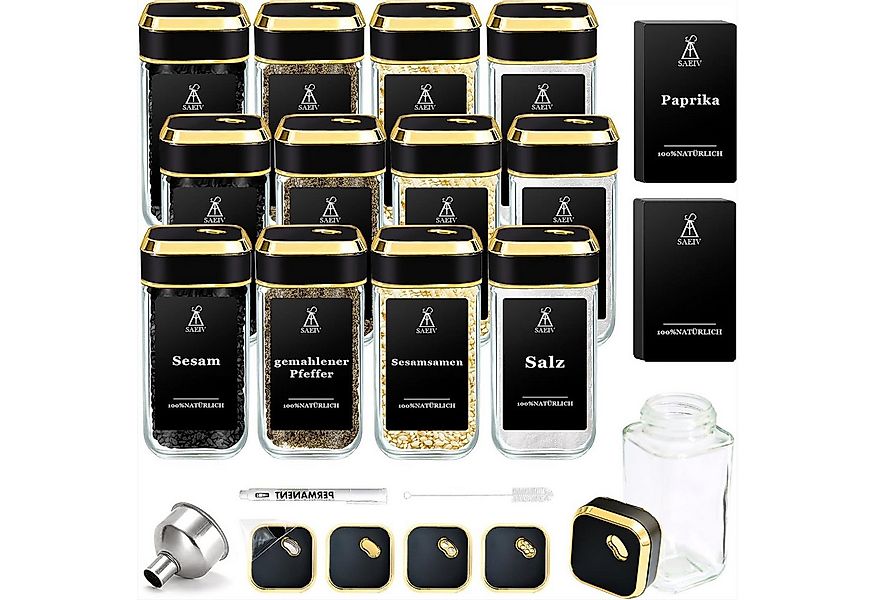 KingLux Gewürzbehälter 12Stk.Gewürzgläser 120ml, Gewürzstreuer mit Schwarzg günstig online kaufen
