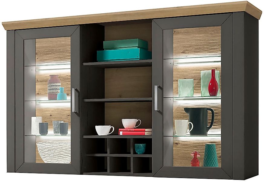 set one by Musterring Aufsatzschrank »York«, Typ 24, Glastüren und Flaschen günstig online kaufen