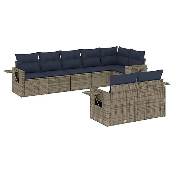 vidaXL 8-Tlg Gartensofa-Set mit Kissen Grau Polyrattan 3220420 günstig online kaufen
