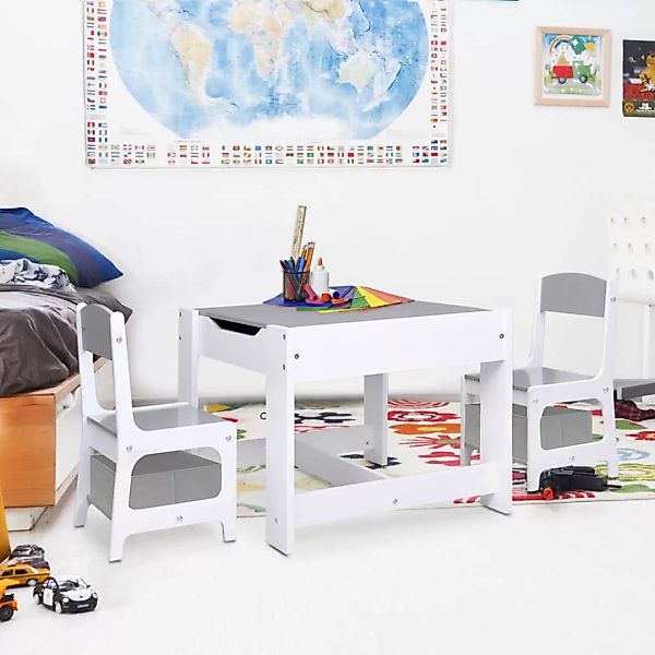 Kindertisch Mit 2 Stühlen Weiß Mdf günstig online kaufen