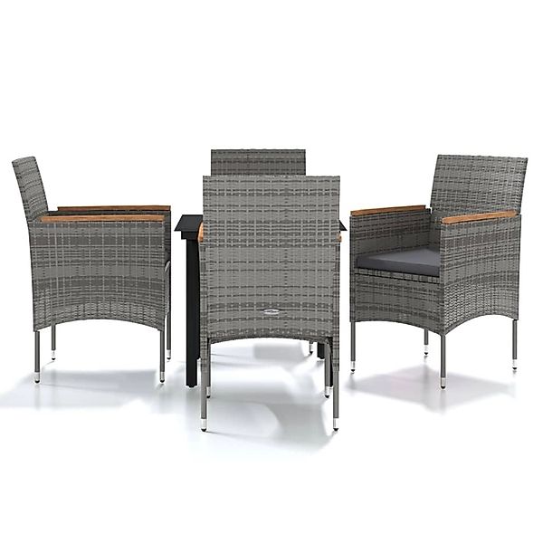 vidaXL 5-Tlg Garten-Essgruppe mit Kissen Grau und Schwarz 3099336 günstig online kaufen