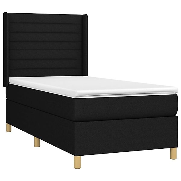 vidaXL Boxspringbett mit Matratze & LED Schwarz 100x200 cm Stoff 3138935 günstig online kaufen
