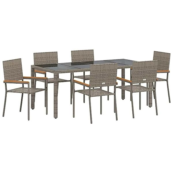 vidaXL Garten Essgruppe 7-Tlg Grau Poly-Rattan 3365397 günstig online kaufen