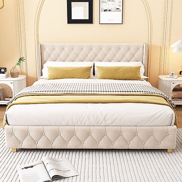 REDOM Polsterbett mit Lattenrost und Kopfteil günstig online kaufen