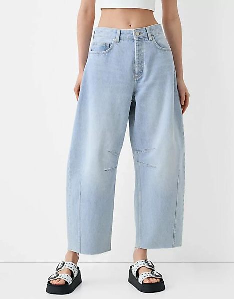 Bershka Barrel-Jeans Damen 36 Ausgewaschenes Blau günstig online kaufen