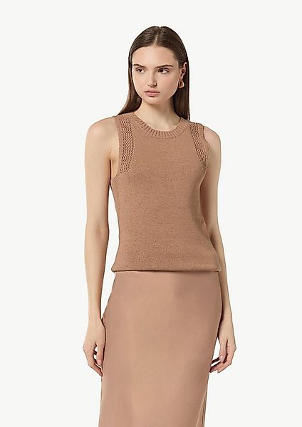 comma Rundhalspullover Strickpullunder Stricktop aus Baumwollmix mit Rippbl günstig online kaufen