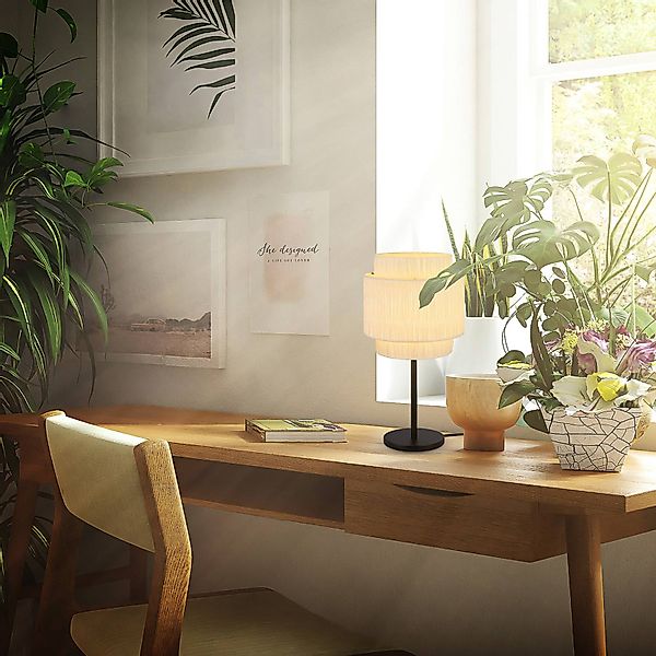 Briloner Leuchten Tischleuchte LED Tischlampe Kommodenlampe Natur E27 Boho, günstig online kaufen