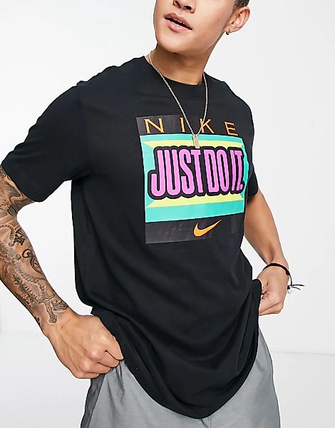 Nike Training – Dri-FIT – T-Shirt in Schwarz mit „Just Do It“-Grafikprint günstig online kaufen