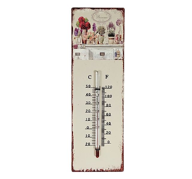 Wandthermometer Provence Blumen Thermometer Vintage Nostalgie Blechschild günstig online kaufen