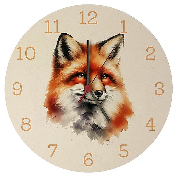 speecheese Wanduhr Fuchs Porträt Aquarell Wanduhr günstig online kaufen