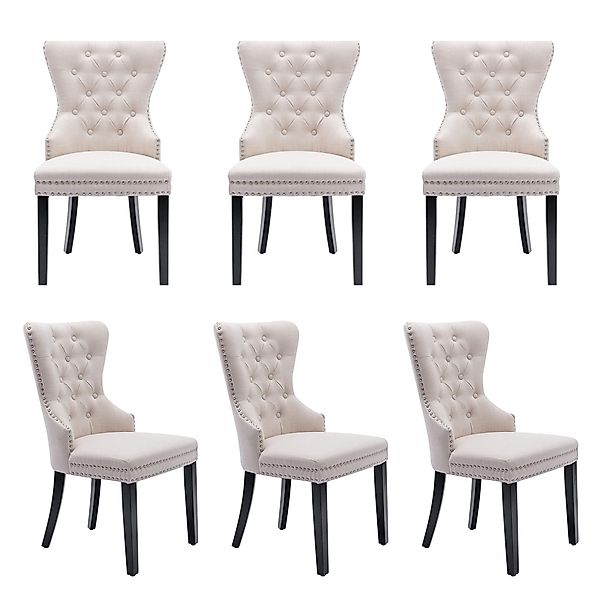 Flieks Esszimmerstuhl (6 St), Leinen Stuhl günstig online kaufen