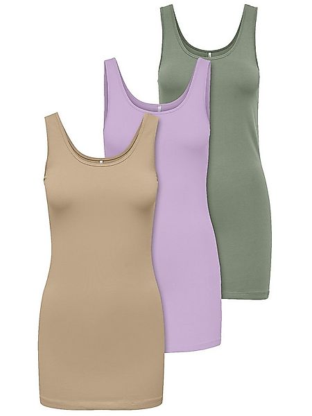 ONLY Tanktop Live Love (3-tlg) Lange Tops, elastische Baumwollqualität günstig online kaufen