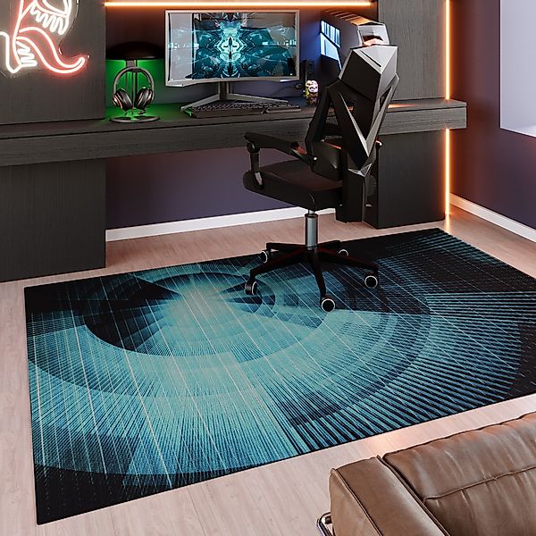 Wecon home Teppich »Cyber Swirl«, rechteckig, 5 mm Höhe, Gamer Teppich, gew günstig online kaufen