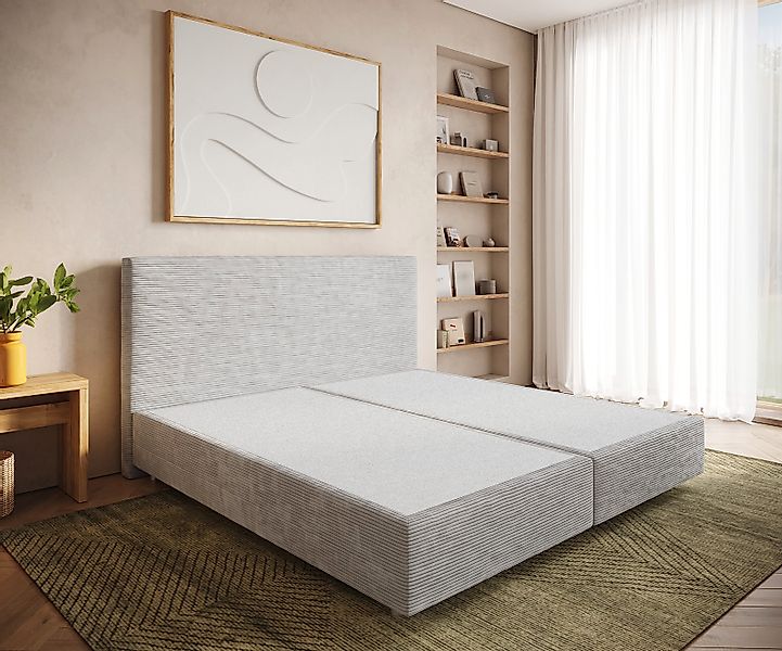 DELIFE Bettgestell Dream-Well, Cord Silbergrau 200x200 günstig online kaufen