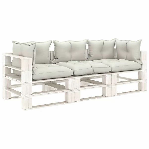 Garten-palettensofa 3-sitzer Mit Beigen Kissen Holz günstig online kaufen