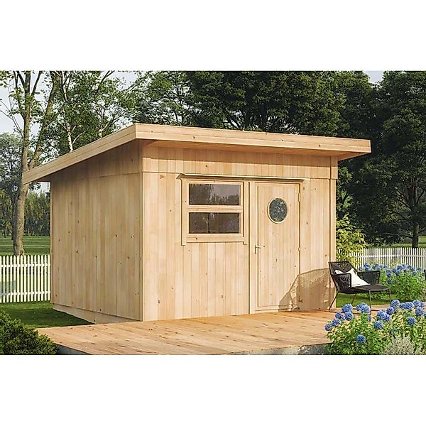 Polhus Gartenhaus Christel Satteldach Unbehandelt 338 cm x 324 cm günstig online kaufen