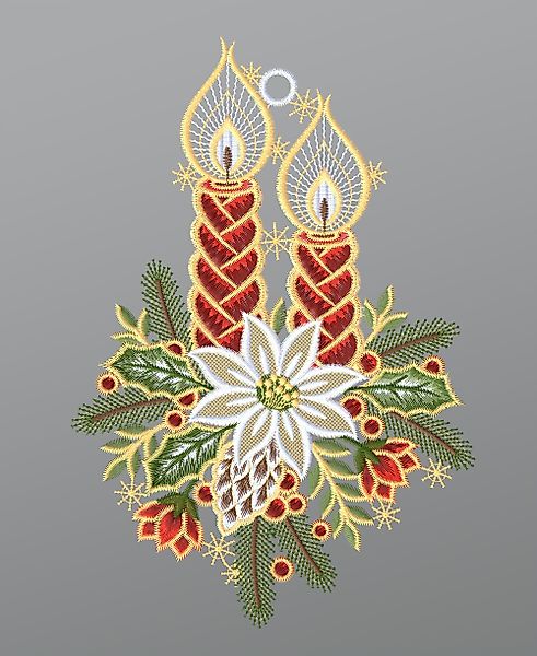 Plauener Spitze® Fensterbild Weihnachtskerzen, HxB 28x20cm günstig online kaufen