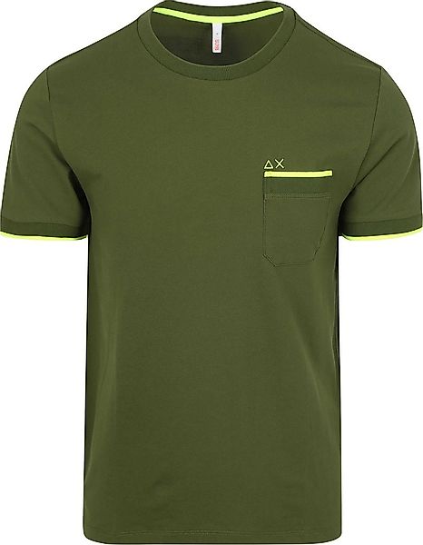 Sun68 Piqué T-Shirt Fluo Stripe Army Grün - Größe XXL günstig online kaufen