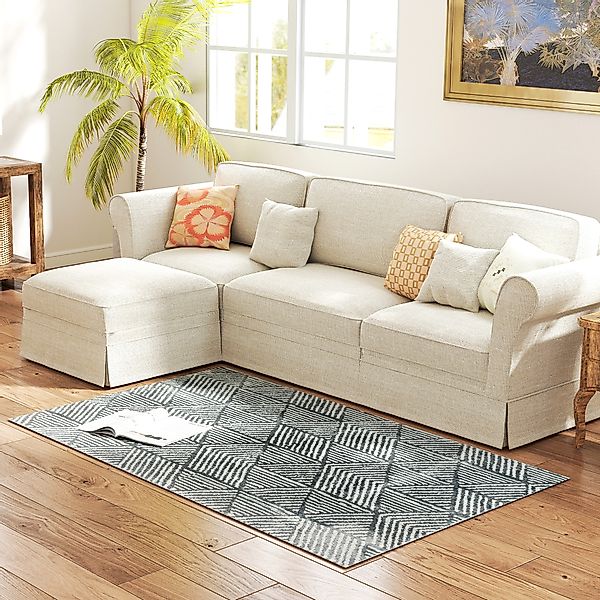 HOMCOM Teppich Kurzflor Wohnzimmerteppich im Modern Stil, waschbar Flächent günstig online kaufen