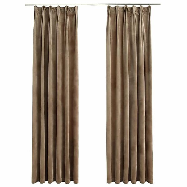 vidaXL Verdunkelungsvorhänge mit Haken 2 Stk Samt Beige 140x245 cm günstig online kaufen