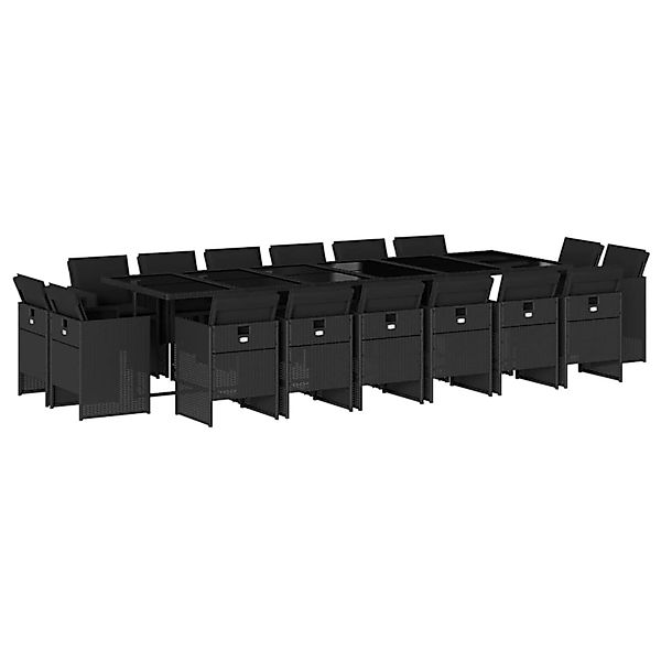 vidaXL 17-Tlg Garten-Essgruppe mit Kissen Schwarz Poly Rattan 3277830 günstig online kaufen