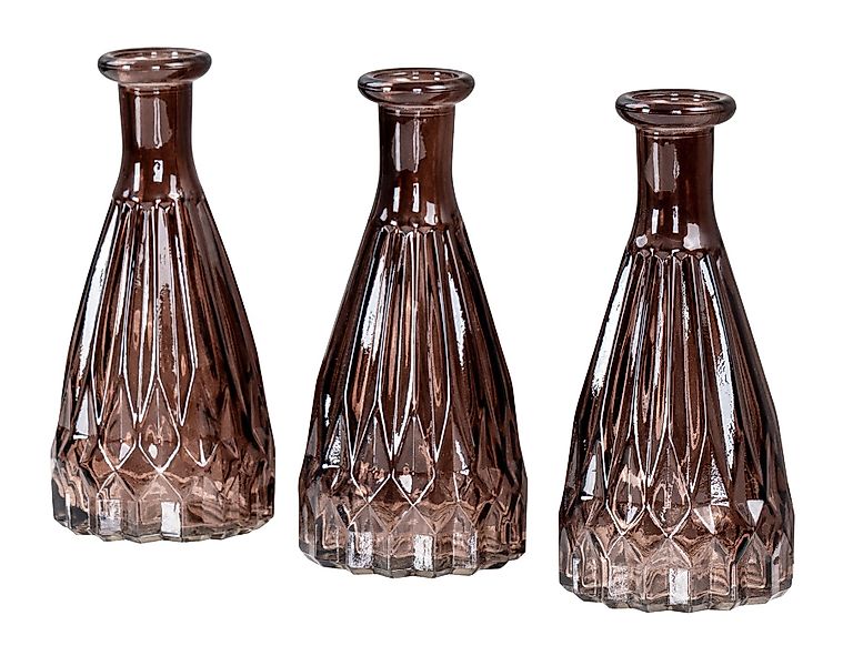 Levandeo® Dekovase, 3er Set Vasen Glas H15cm Orange Amber Blumenvase Tischd günstig online kaufen