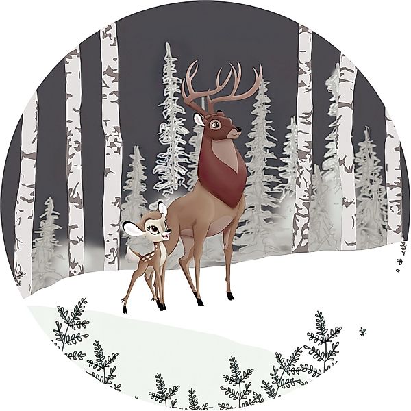 Komar Vliesfototapete Dot Bambi Great Prince selbstklebend Ø 125 cm günstig online kaufen