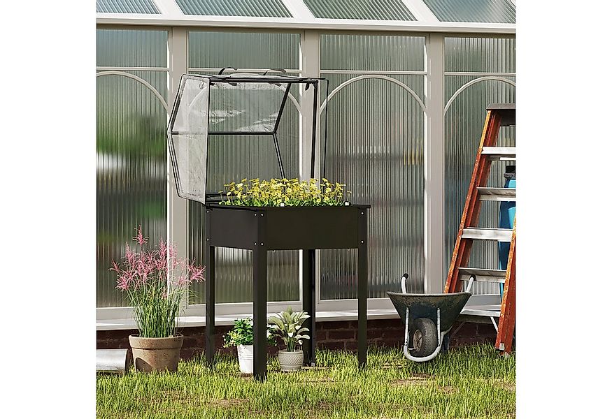 Outsunny Hochbeet mit Abdeckung, Ablauflöchern, aus Metall, wetterbeständig günstig online kaufen