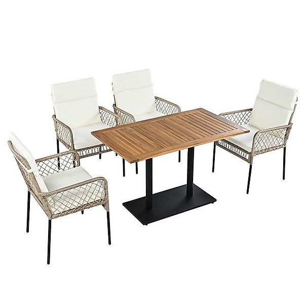 OKWISH Sofa Freizeitsofa, Balkonset Garten-Essgruppe, Gartenmöbel-Set 5 Tei günstig online kaufen