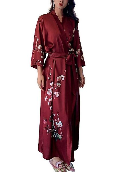 Vivi Idee Morgenmantel Schlafmantel Bademantel kimono lang leicht satin Ein günstig online kaufen