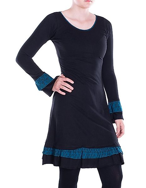 Vishes Midikleid Damen knielang Kleid Baumwolle Blumen-Muster Lagenlook-Des günstig online kaufen